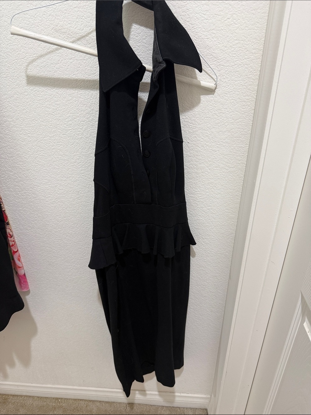bebe Black Halter Peplum Jumpsuit